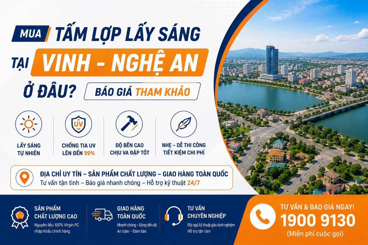 Mua Tấm Lợp Lấy Sáng Tại Vinh - Nghệ An Ở Đâu? Báo Giá Tham Khảo
