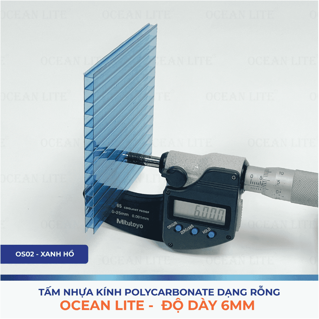 Tấm Polycarbonate Rỗng Ruột 6.0MM Ocean Lite